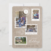 おもしろい家族の引越し切手フォトコラージュ シーズンカード (正面)