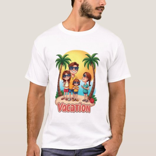 おもしろい家族休暇 Tシャツ (正面)