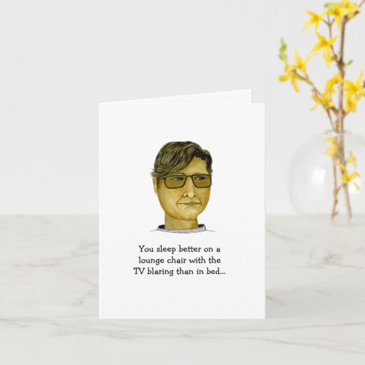 おもしろい寝る前の男 カード (黄色い花)