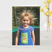 おもしろい小さな女の子誕生日カード カード (黄色い花)