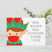 おもしろい小人オンフルーハッピークリストマスクコーヴィッド シーズンカード (スタンド正面)