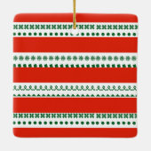 おもしろい小人第1回クリスマス婚約した赤緑 セラミックオーナメント (裏面)