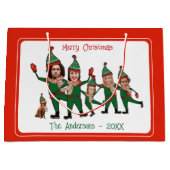 おもしろい小妖精や小人お前の家族6人の犬の赤を含む ラージペーパーバッグ (正面)