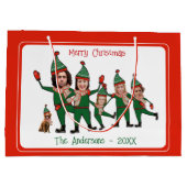 おもしろい小妖精や小人お前の家族6人の犬の赤を含む ラージペーパーバッグ (裏面)