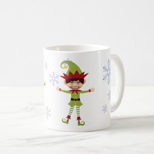 おもしろい小妖精や小人かわいいカスタム子供の写真クリスマス コーヒーマグカップ (正面右)
