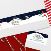 おもしろい小妖精や小人のクリスマススノークラッシュランディングを持つ ラップアラウンドラベル