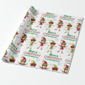 おもしろい小妖精や小人カスタムの子供の写真メリークリスマス ラッピングペーパー (アンロールド)