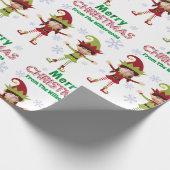 おもしろい小妖精や小人カスタムの子供の写真メリークリスマス ラッピングペーパー (角)