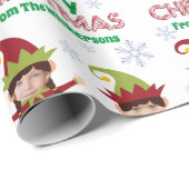 おもしろい小妖精や小人カスタムの子供の写真メリークリスマス ラッピングペーパー (ロールコーナー)