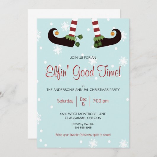 おもしろい小妖精や小人パーティの招待状 招待状 (正面/裏面)