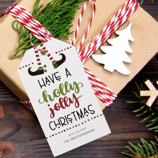 おもしろい小妖精や小人レッグホリークリすてきスマス ギフトタグ