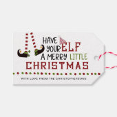 おもしろい小妖精や小人レッグメリーリトルクリスマス ギフトタグ (正面(横))
