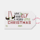 おもしろい小妖精や小人レッグメリーリトルクリスマスFROM ギフトタグ (正面(横))