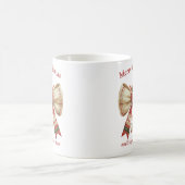 おもしろい小妖精や小人帽子のクリスマスの素朴な弓 コーヒーマグカップ (中央)