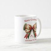 おもしろい小妖精や小人帽子のクリスマスの素朴な弓 コーヒーマグカップ (正面右)