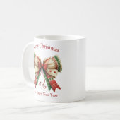 おもしろい小妖精や小人帽子のクリスマスの素朴な弓 コーヒーマグカップ (正面左)