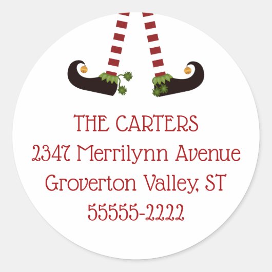 おもしろい小妖精や小人脚差出人住所 ラウンドシール (正面)