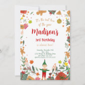 おもしろい小妖精や小人誕生会 招待状 (正面)