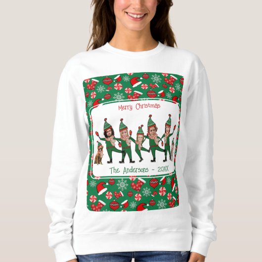 おもしろい小妖精や小人7醜いクリスマスセーターの家族 スウェットシャツ (正面)