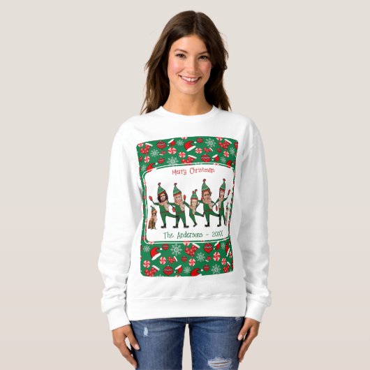 おもしろい小妖精や小人7醜いクリスマスセーターの家族 スウェットシャツ (正面フル)