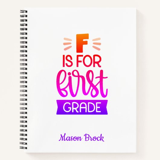 おもしろい小学校1年生の学校用パーソナライズギフト ノートブック (正面)