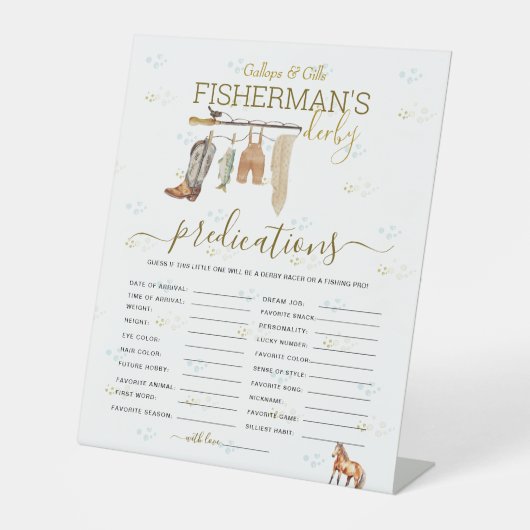 おもしろい小漁師ダービーベイビーシャワー予測 台座サイン (正面)