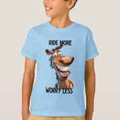 おもしろい少年の馬好き Tシャツ (正面)