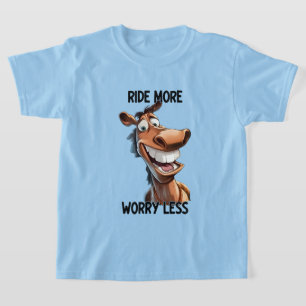 おもしろい少年の馬好き Tシャツ