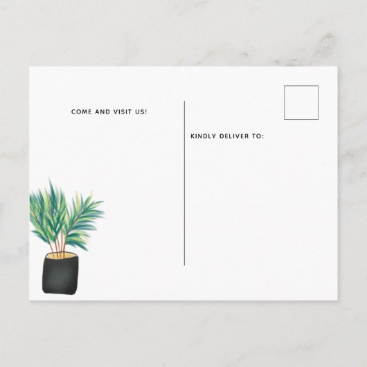 おもしろい居間イラストレーション引っ越し案内 案内ポストカード (裏面)