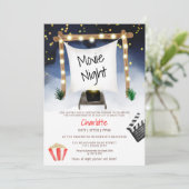 おもしろい屋外バックヤード映画ナイト子供の誕生日 招待状 (スタンド正面)