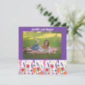 おもしろい山花カラフル卒業カスタム写真 招待状 (スタンド正面)