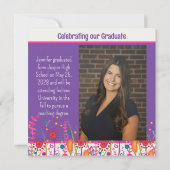 おもしろい山花カラフル卒業カスタム写真 招待状 (裏面)