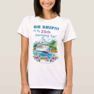 おもしろい島巡航船結婚記念日 Tシャツ
