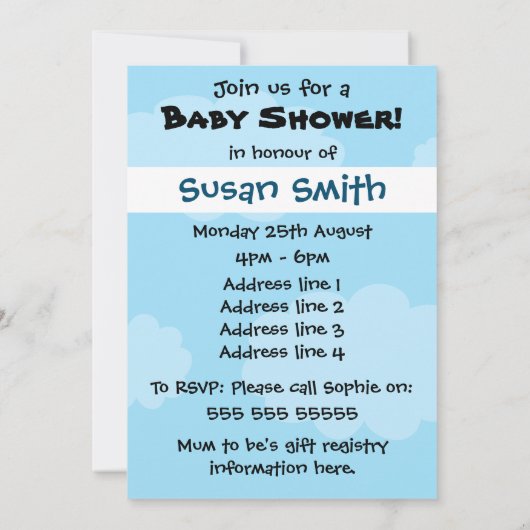 おもしろい嵐と叫ぶ赤ちゃんシャワーカード 招待状 (裏面)