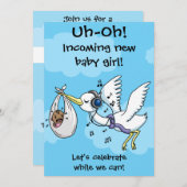 おもしろい嵐と叫ぶ赤ちゃんシャワーカード 招待状 (正面/裏面)