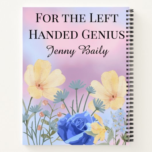 おもしろい左利きのレフティー花柄ライラック名前の女の子たち ノートブック (裏面)