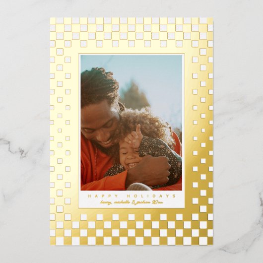 おもしろい市松模様にの写真 箔シーズンカード (正面)