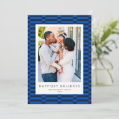 おもしろい市松模様にカスタマイズ可能なカラー1フォトブルー シーズンカード (スタンド正面)