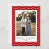 おもしろい市松模様にカスタマイズ可能なカラー1写真WARM RED シーズンカード (正面)