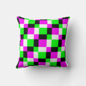 おもしろい市松模様にスクウェアピンクブラックブロックスタイル枕 クッション (裏面)