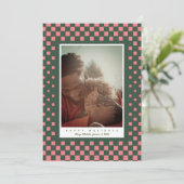 おもしろい市松模様にピンクと緑 シーズンカード (スタンド正面)