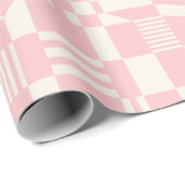 おもしろい市松模様にモダンピンク&ホワイトのラッピング紙 ラッピングペーパー (ロールコーナー)
