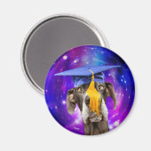 おもしろい帽子付き卒業犬 マグネット (正面/裏面)