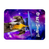 おもしろい帽子付き卒業犬 マグネット (横)