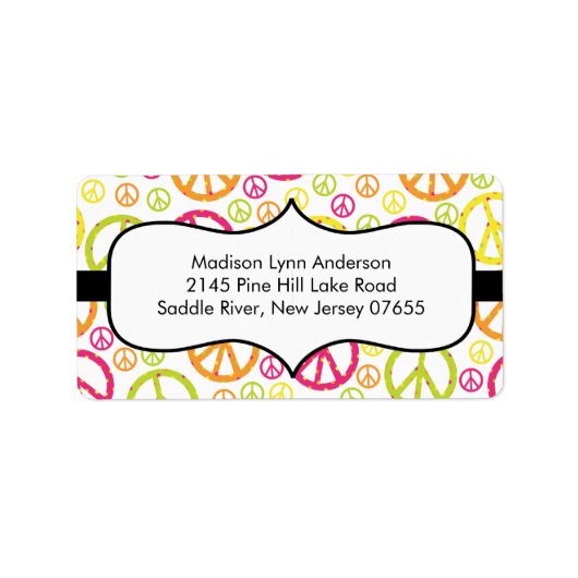 おもしろい平和が差出人住所ラベルに署名。 ラベル (正面)