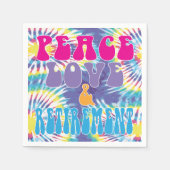 おもしろい平和の愛と絞り染めとの退職 スタンダードカクテルナプキン (正面)
