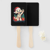 おもしろい平和ハンドプードルクリスマスライトレディース ハンドファン (正面&裏面)