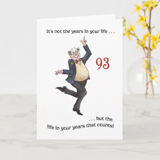 おもしろい年齢別93番目の誕生日カード(男性用) カード (黄色い花)