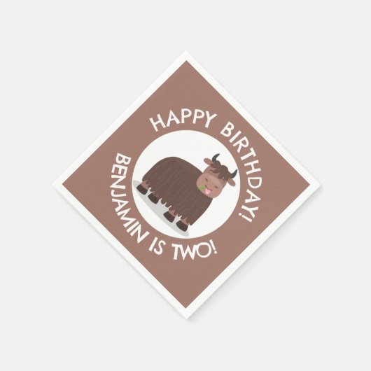 おもしろい幸せなパーソナライズされたヤクの誕生日 スタンダードカクテルナプキン