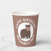 おもしろい幸せなパーソナライズされたヤクの誕生日 紙コップ (裏面)